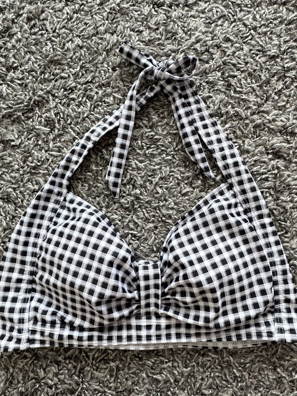 Younique Black and White Gingham Halter Bikini Top   XL